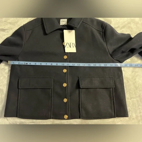 Zara Midnight Blue Utility Jacket with Gold Accents - Picture 5 of 7
